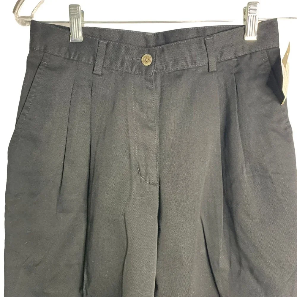 Vintage LL Bean Pleated Front Pants 6P Black Pockets Button Zip Deadstock - Picture 2 of 6